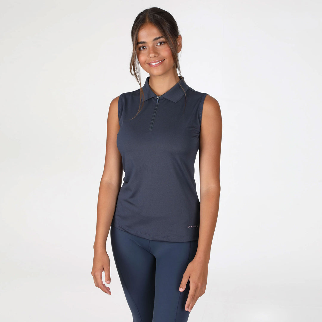 The Aubrion Ladies Poise Sleeveless Polo in Navy#Navy
