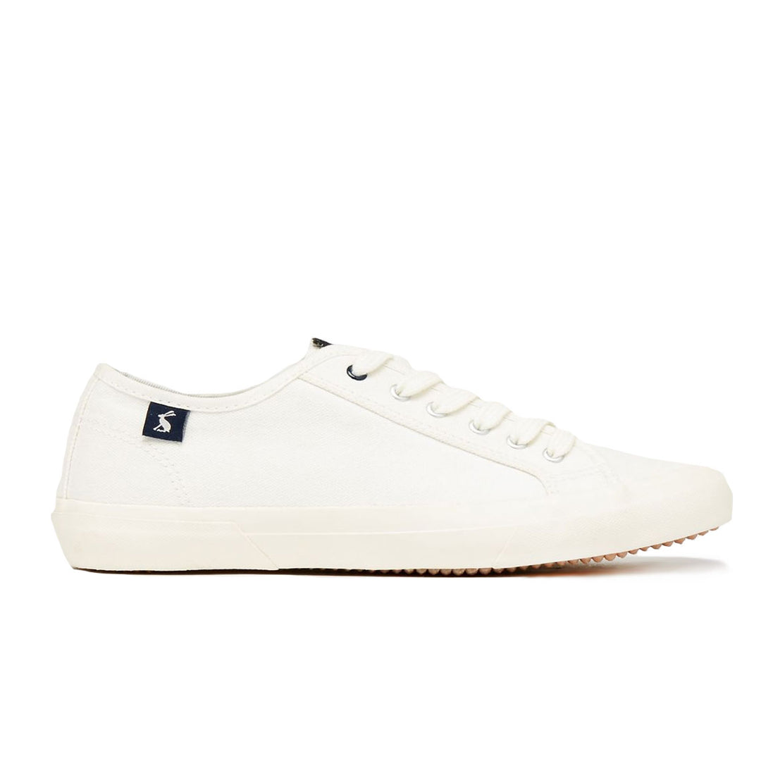 The Joules Ladies Organic Coast Pump Lace Up Trainer in White#White