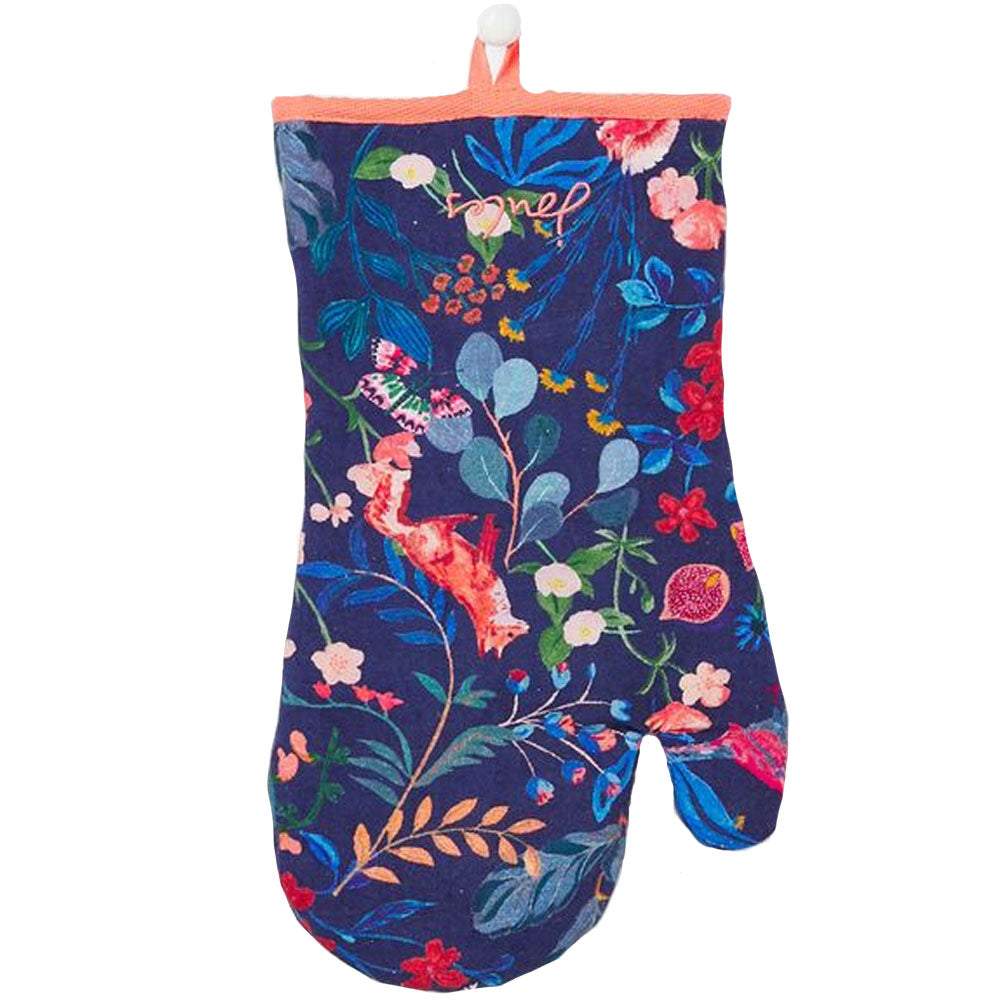 The Joules Single Oven Mitt in Navy Print#Navy Print