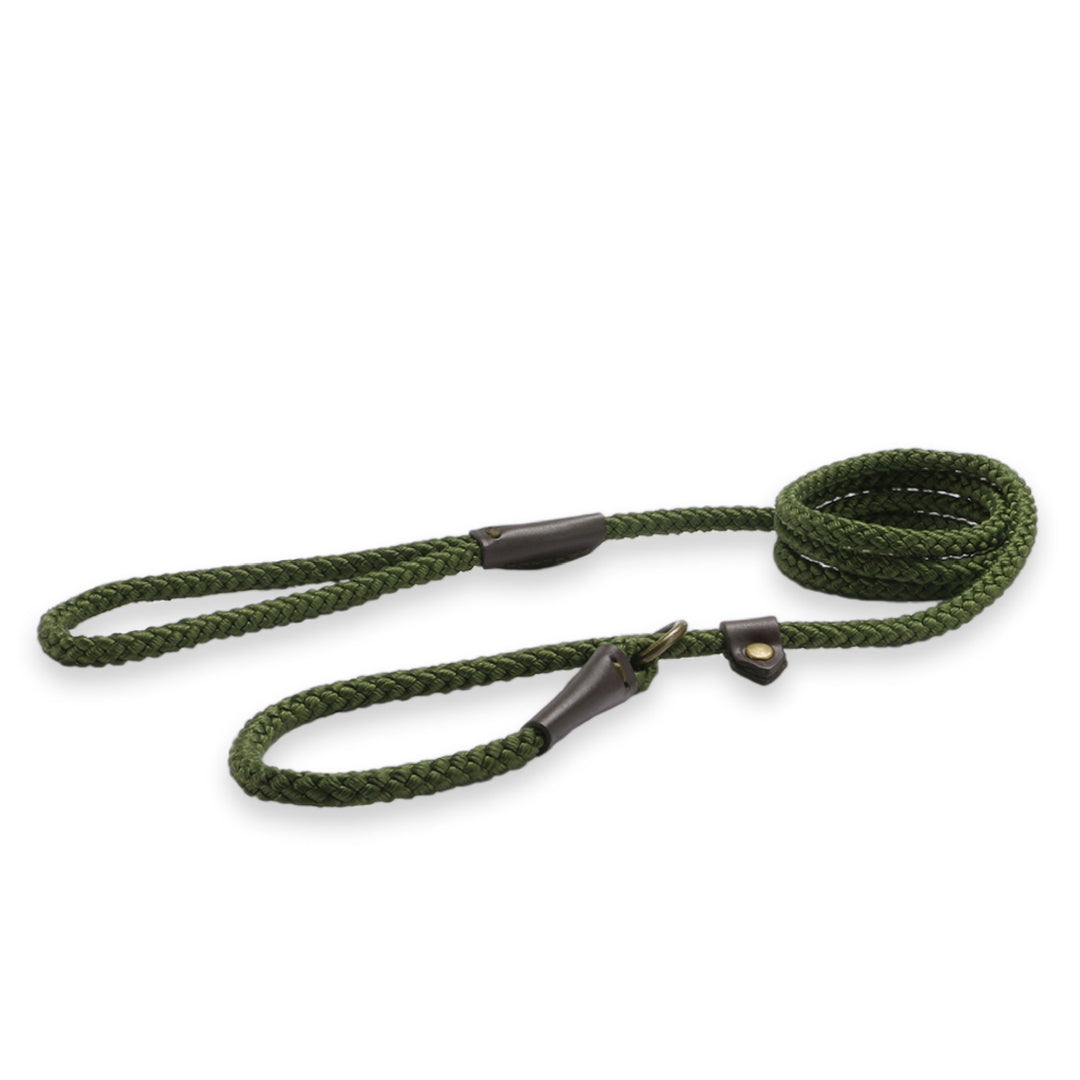 The Ancol Heritage Rope Slip Lead 1.5m in Green#Green