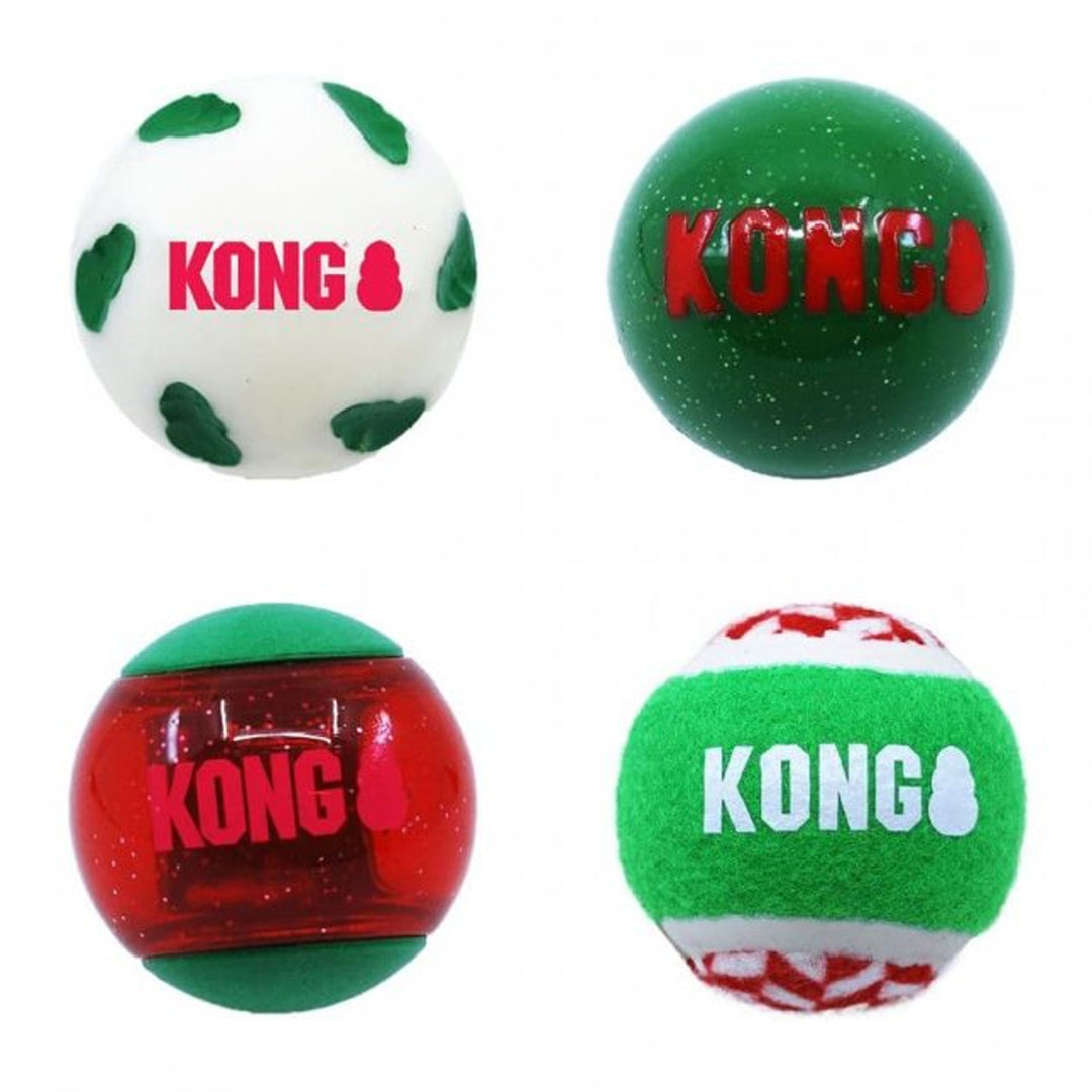 KONG Holiday Occasions Balls 4 Pack
