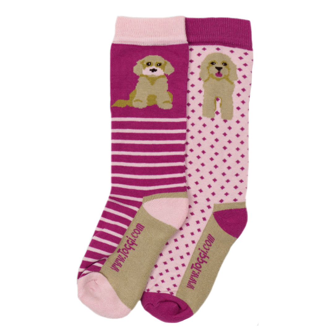 The Toggi Childrens Cockerpoo 2 Pack Socks in Pink#Pink