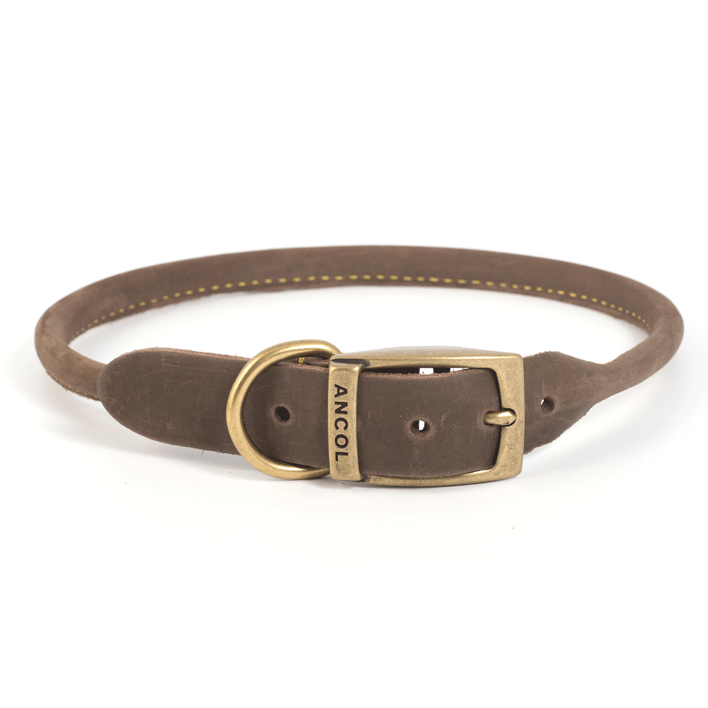 The Ancol Timberwolf Round Dog Collar in Brown#Brown