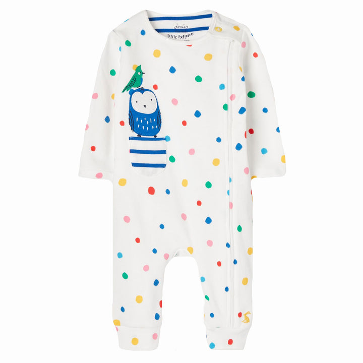 The Joules Baby Nursery Winfield Organic Cotton Romper in Multi-Coloured#White Spot