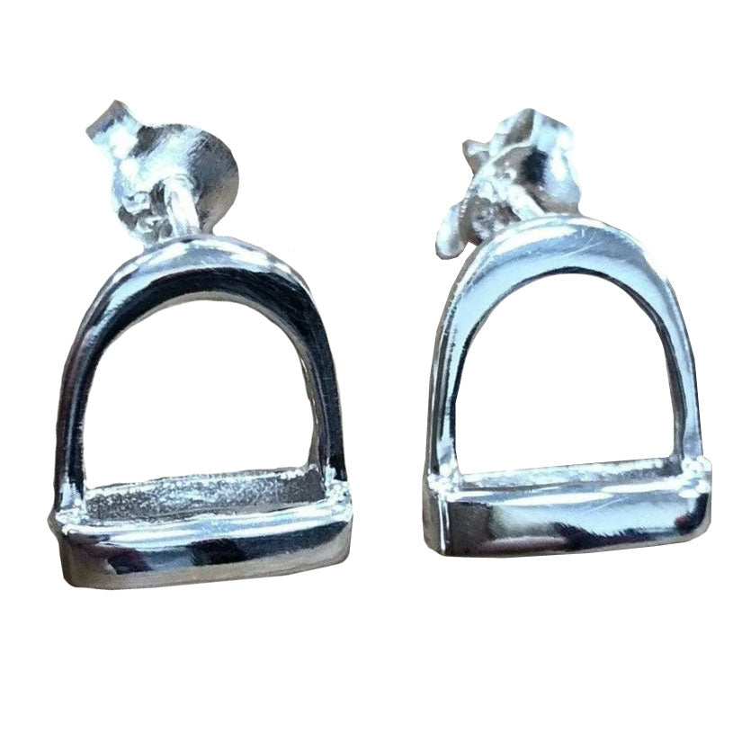 The Pegasus Jewellery Stirrup Stud Earrings in Silver#Silver