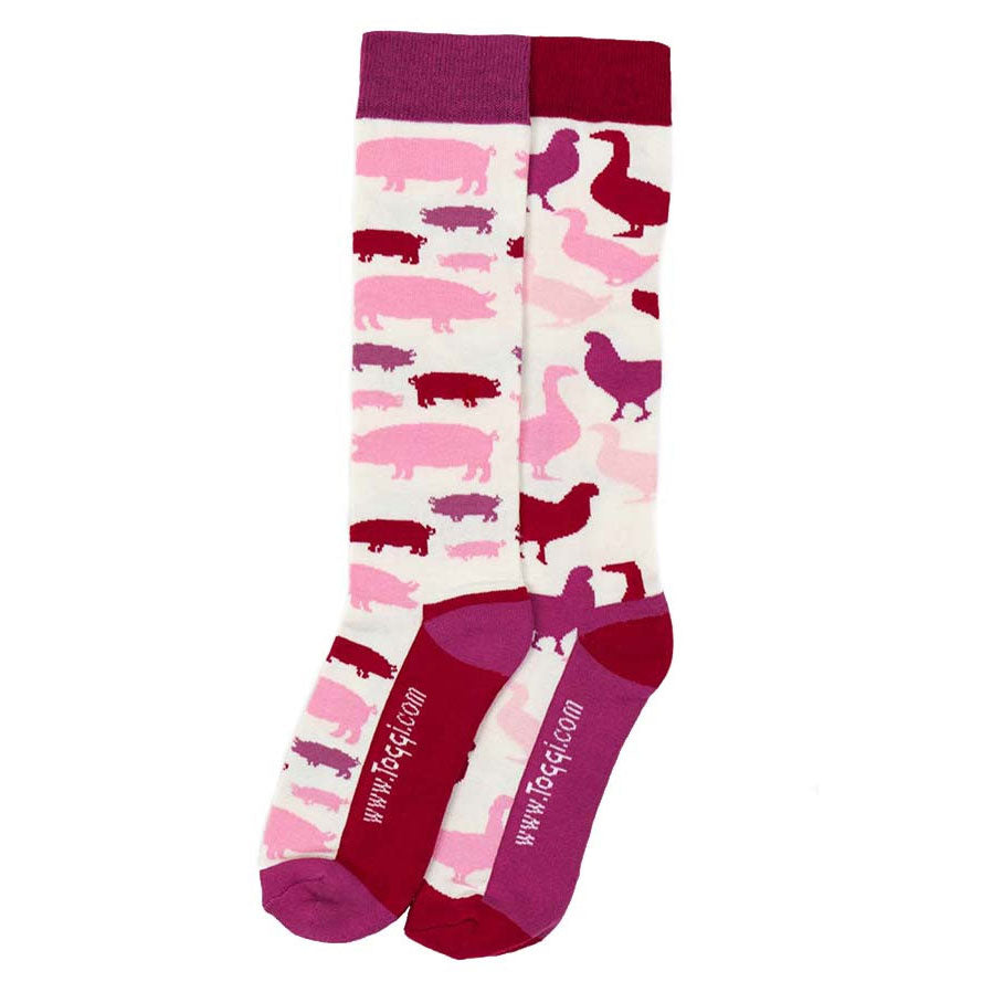 The Toggi Ladies Farm Animal 2 Pack Socks in Pink Print#Pink Print
