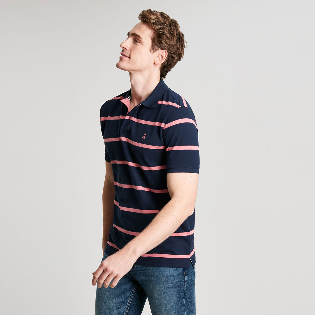 The Joules Mens Filbert Polo Shirt in Orange Stripe#Orange Stripe