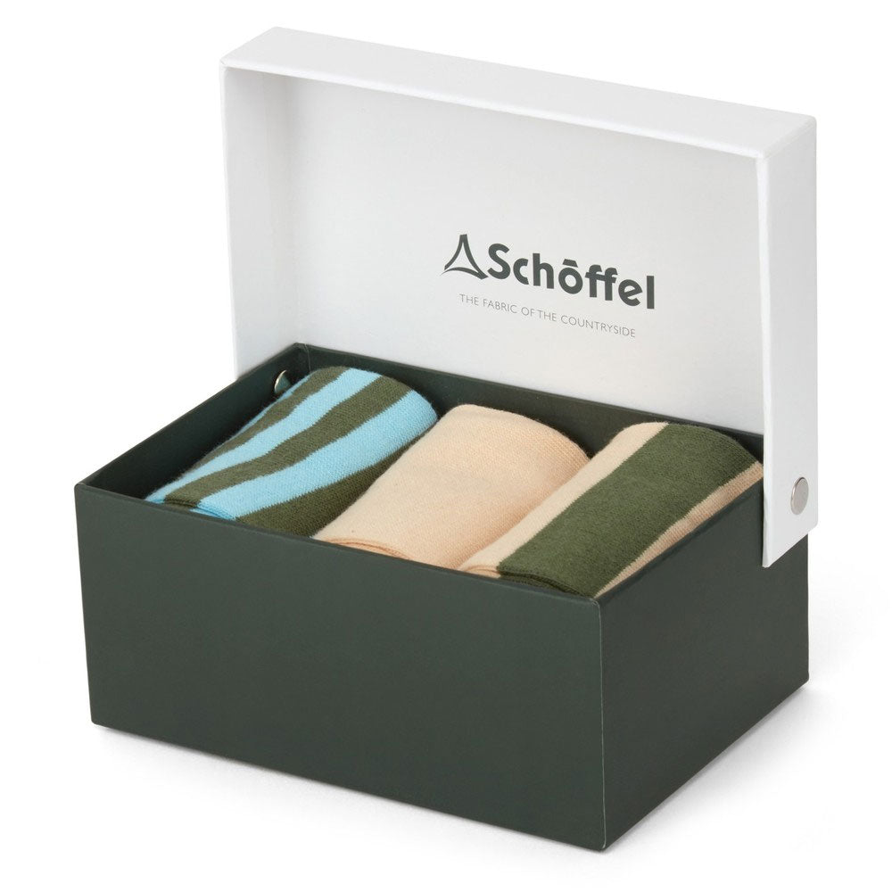 The Schoffel Mens Bamboo Sock Gift Box (Box of 3) in Brown Stripe#Brown Stripe
