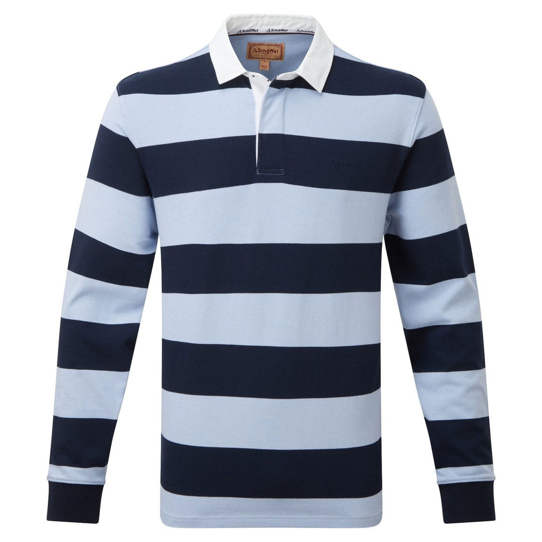 The Schoffel Mens St Mawes Rugby Shirt in Blue Stripe