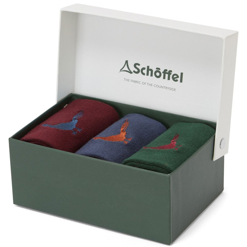 Schoffel Mens Bamboo Sock Gift Box (Box of 3) in Dark Brown#Dark Brown