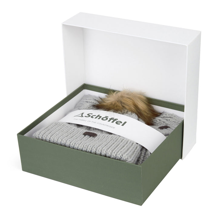 The Schoffel Ladies Bakewell Hat and Scarf Set in Silver#Silver