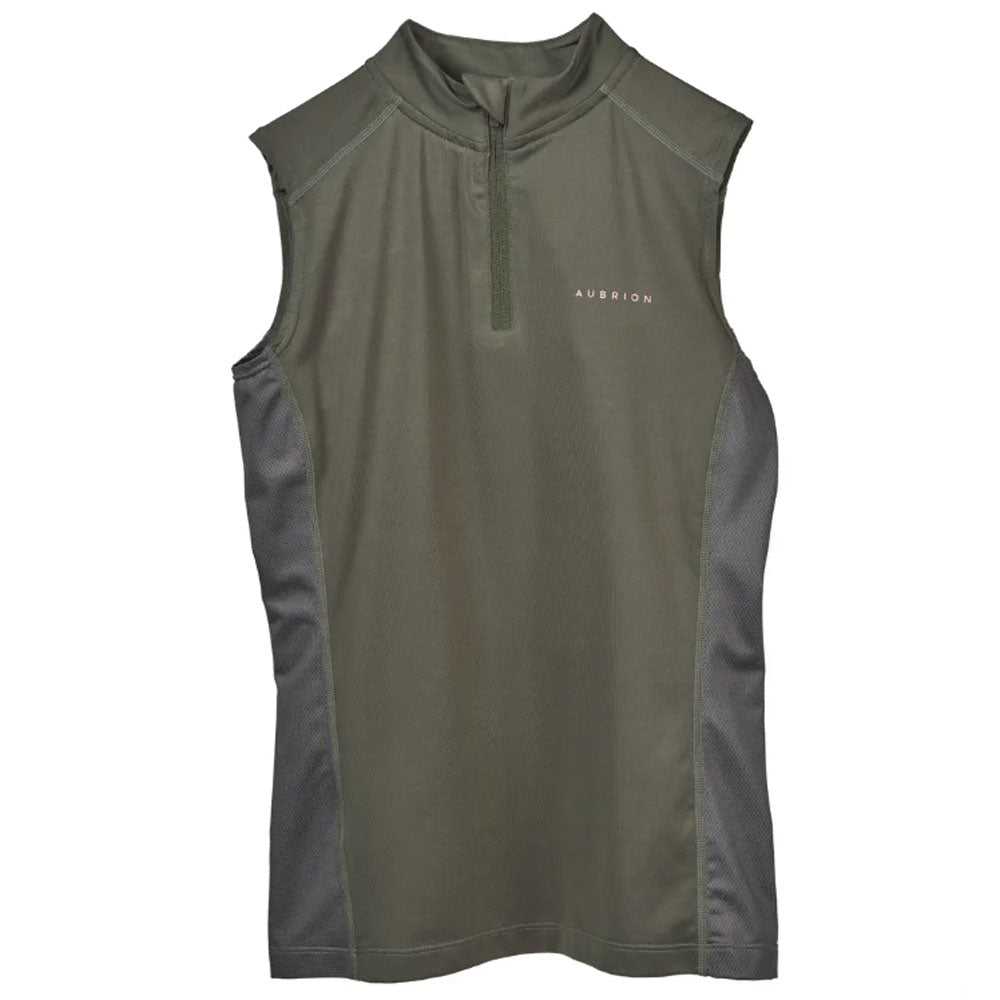The Aubrion Young Rider Revive Sleeveless Baselayer in Olive#Olive