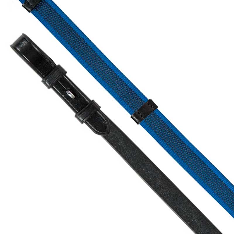 The Shires Aviemore Continental Rubber Grip Reins in Blue#Blue