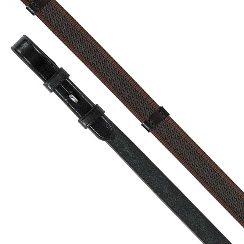 The Shires Aviemore Continental Rubber Grip Reins in Brown#Brown