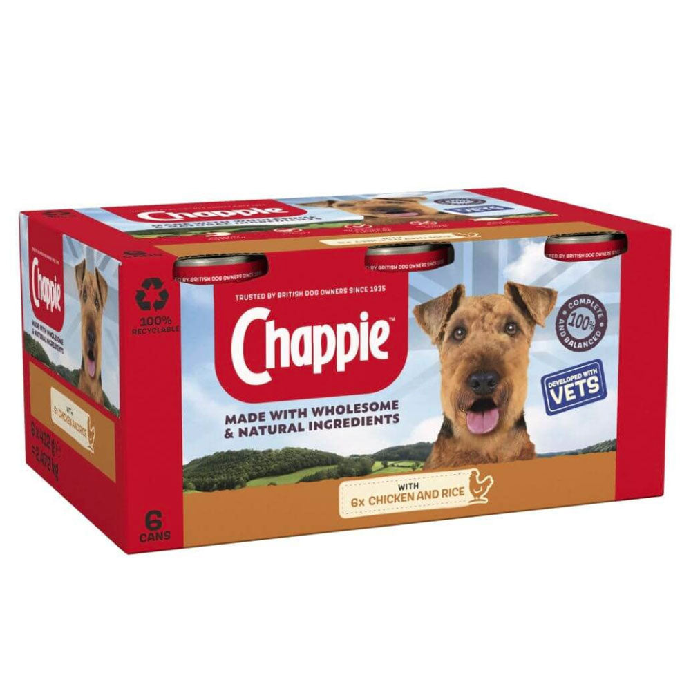 Chappie Tins Chicken and Rice 4x6x412g 6 Pack