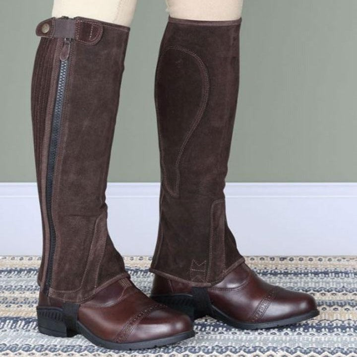 The Moretta Childrens Suede Half Chaps in Brown#Brown