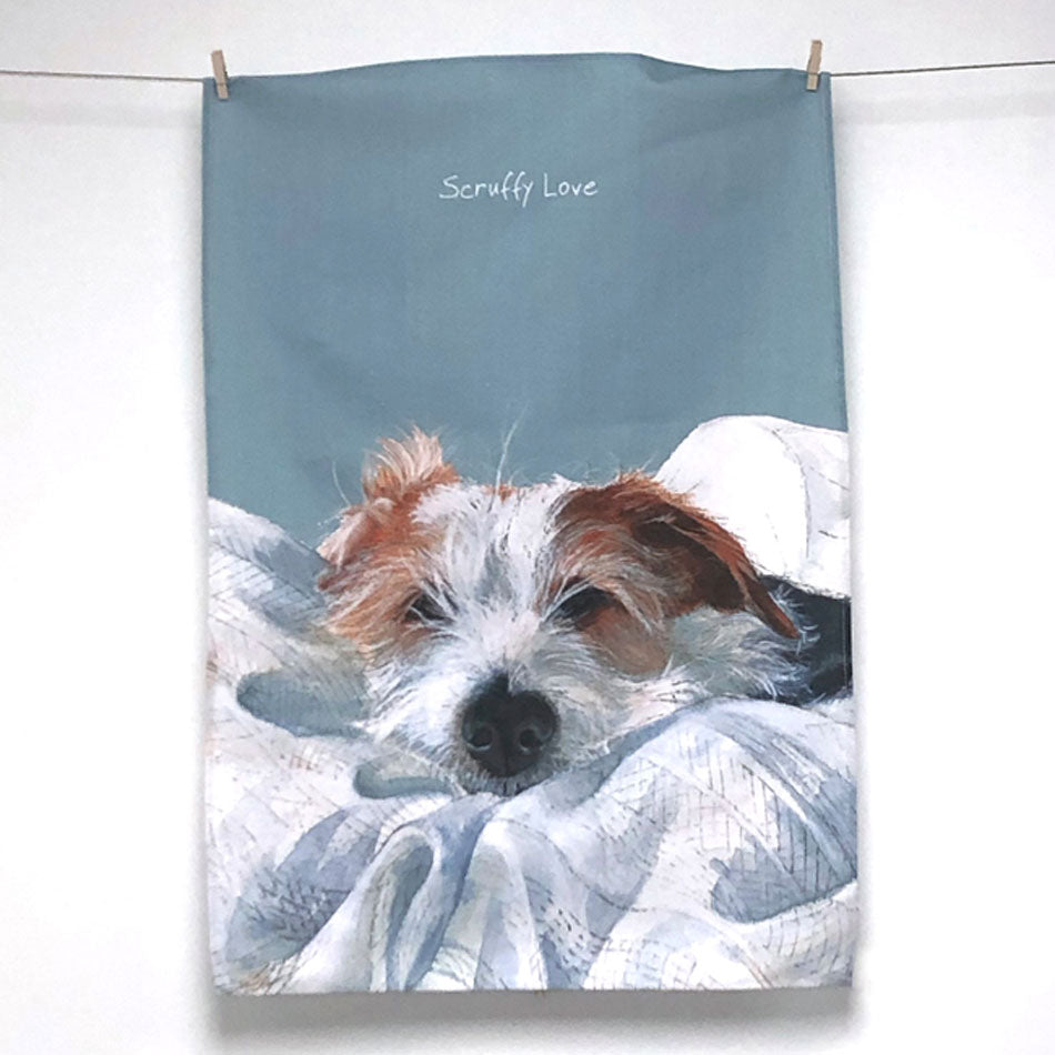 The Little Dog Laughed 'Scruffy Love' Tea Towel