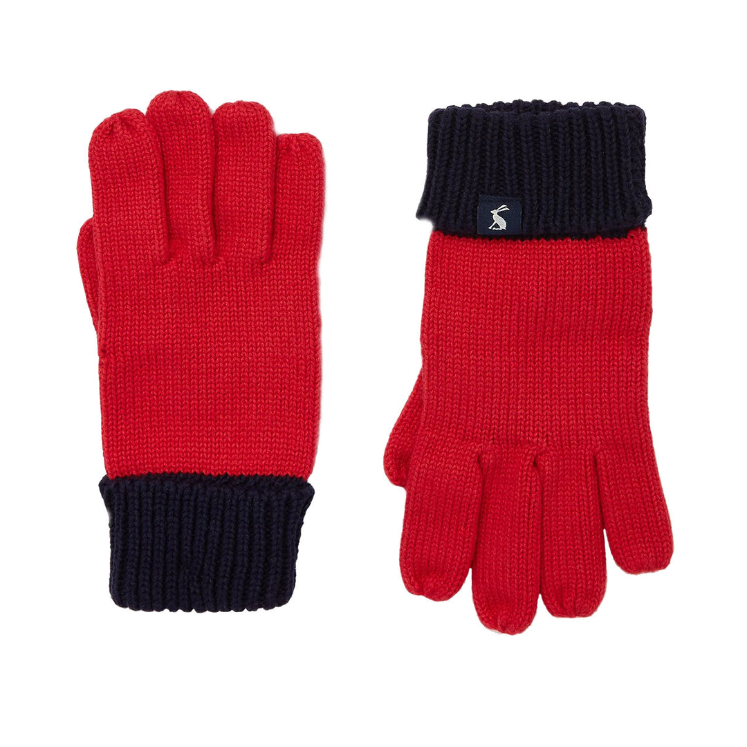 The Joules Boys Hedly Knitted Gloves in Red#Red