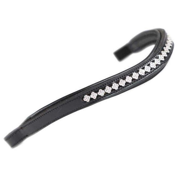 The Shires Aviemore Flower Diamante Browband in Black#Black