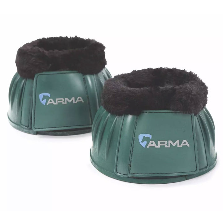 Shires Arma Black Fleece Over Reach Boots in Green#Green