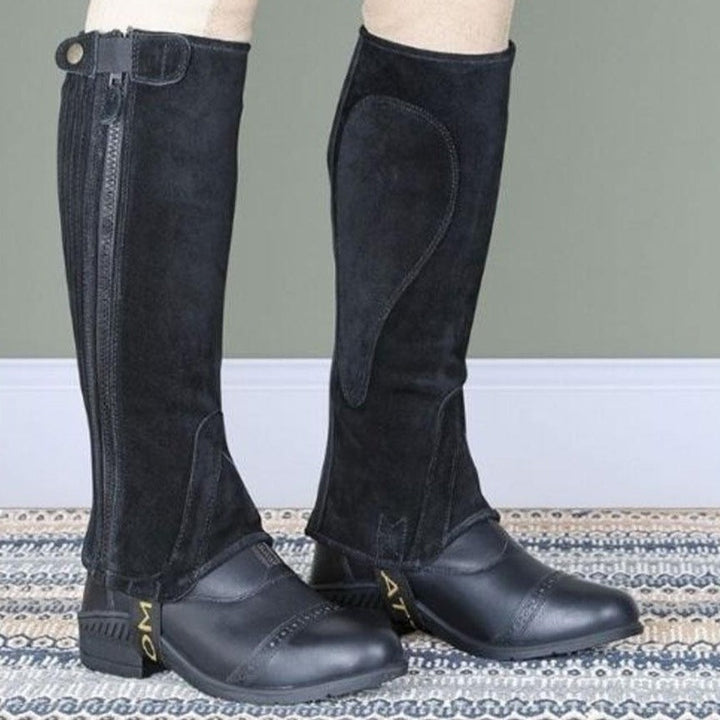 Moretta Childrens Suede Half Chaps in Black#Black