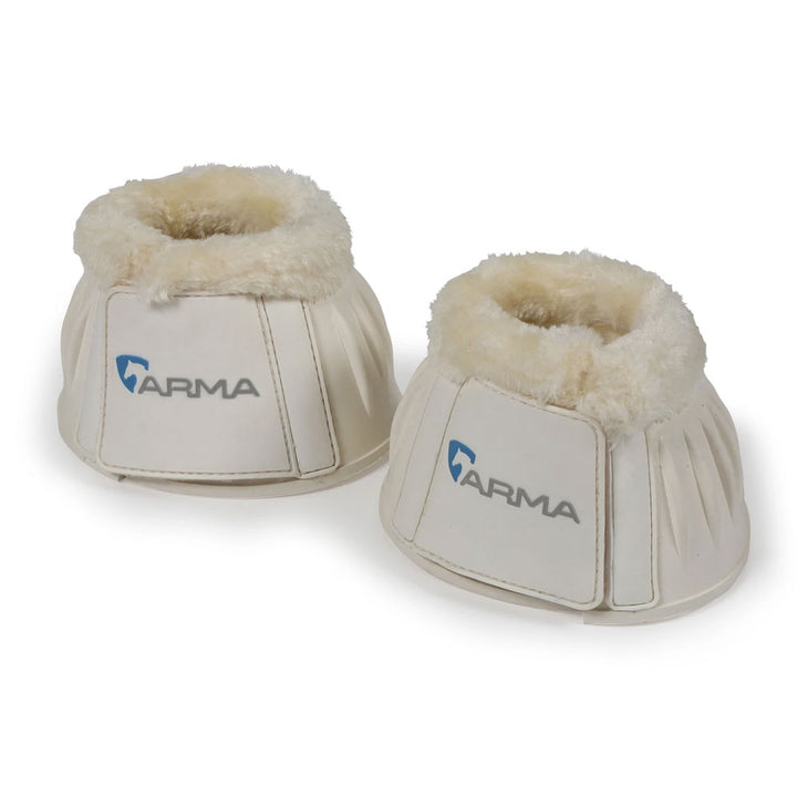 Shires Arma Black Fleece Over Reach Boots in White#White