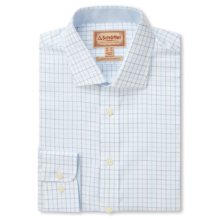 The Schoffel Mens Buckden Shirt in Blue Check#Blue Check