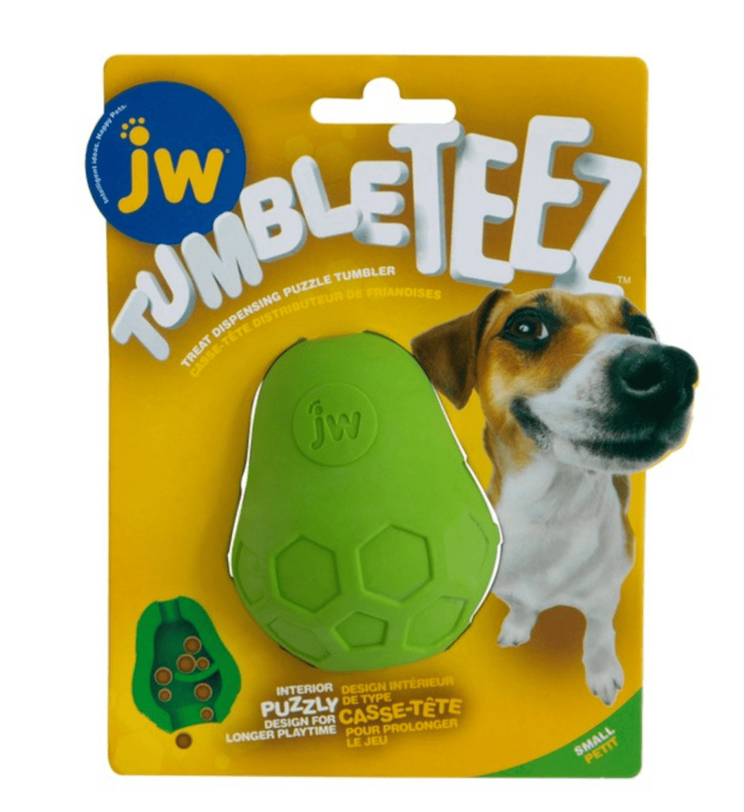 The JW Tumble Teez Dog Treat Dispensing Toy in Green#Green