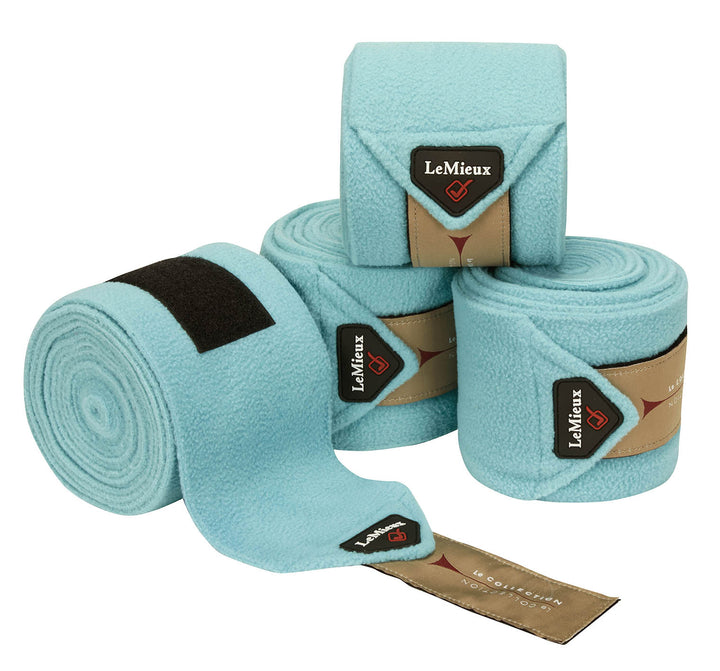 The LeMieux Set Of 4 Luxury Pastel Colour Polo Bandages in Turquoise#Turquoise