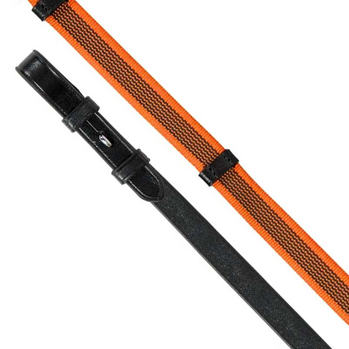 The Shires Aviemore Continental Rubber Grip Reins in Orange#Orange