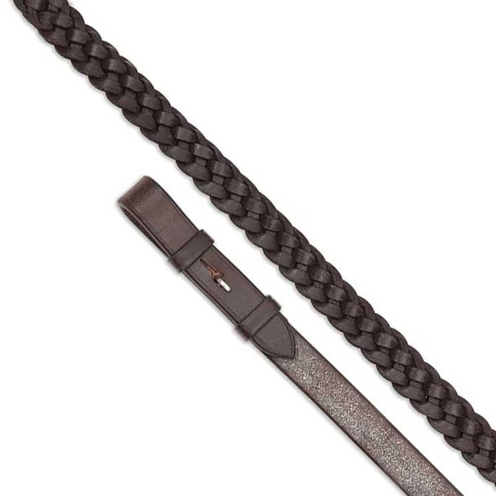 The Shires Aviemore Plaited Leather Reins in Brown#Brown