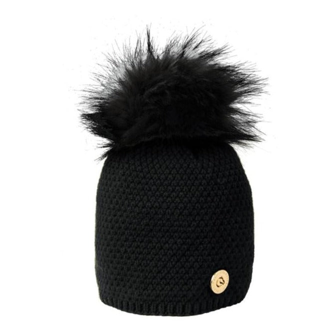 The Coldstream Polwarth Bobble Hat in Black#Black