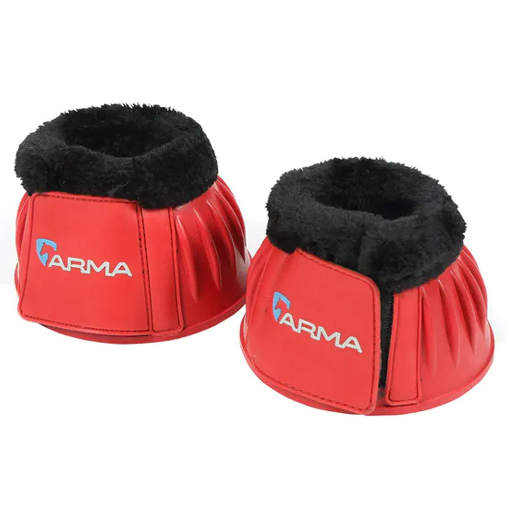 Shires Arma Black Fleece Over Reach Boots in Red#Red