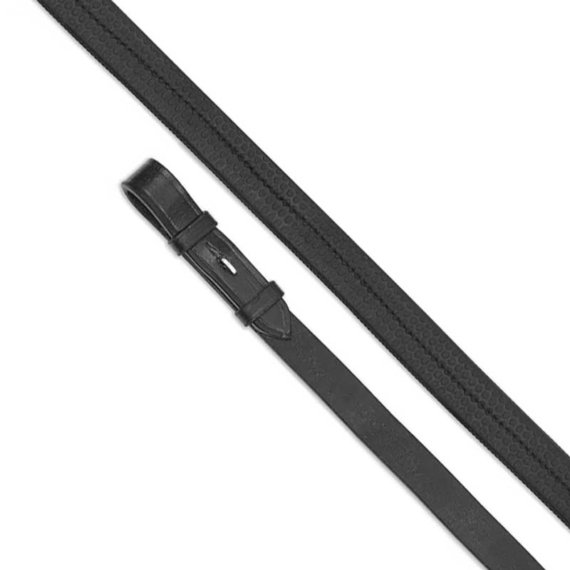 The Shires Velociti Rubber Covered Reins in Black#Black