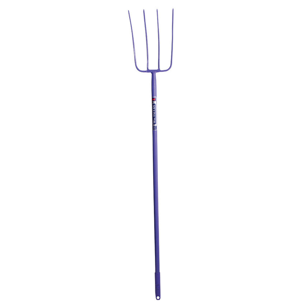 The Perry Equestrian Straight Handle 4 Prong Steel Manure Fork in Purple#Purple