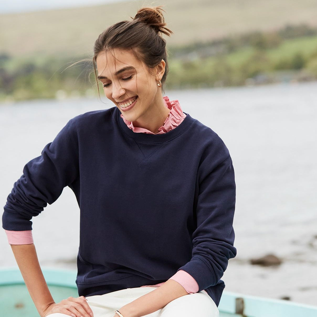 Ladies navy blue on sale crew neck jumper